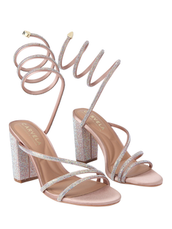 Carvela Swirly Embellished Block Heel Sandals, Pink Blush - view 2, Pink Blush
