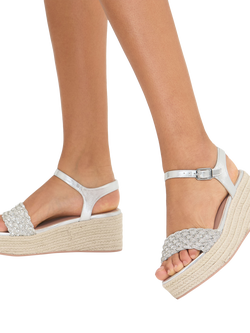 Carvela Treccia Flatform Sandals, Silver - view 2, Silver