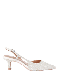 Carvela Alina Embellished Slingback Court Shoes, White, White