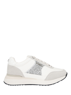 Carvela Angelina Embellished Lace Up Trainers, Silver, Silver