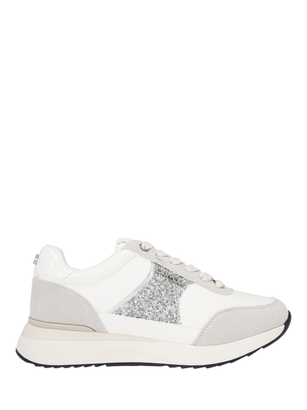 Carvela Angelina Embellished Lace Up Trainers, Silver, Silver