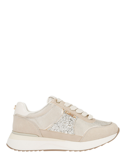 Carvela Angelina Embellished Lace Up Trainers, Gold, Gold