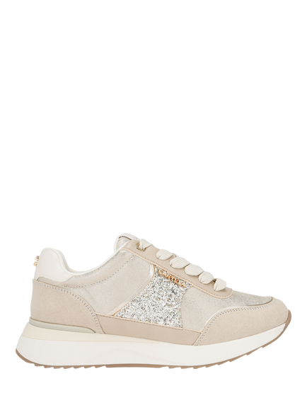 Carvela Angelina Embellished Lace Up Trainers, Gold, Gold