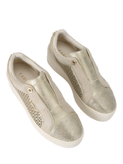 Carvela Connected Laser Chunky Laceless Trainers, Gold - view 2, Gold