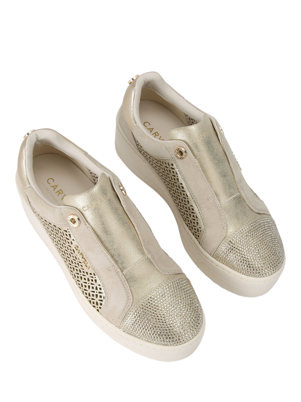 Carvela Connected Laser Chunky Laceless Trainers, Gold - view 2, Gold