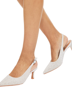 Carvela Corletta Low Heel Embellished Slingback Court Shoes, White - view 2, White