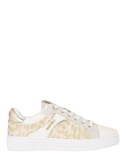 Carvela Daze Raffia Trainers, White/Gold, White/Gold