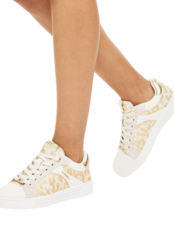 Carvela Daze Raffia Trainers, White/Gold - view 2, White/Gold