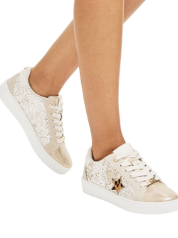 Carvela Galassia Glitter lace Up Trainers - view 2, Gold