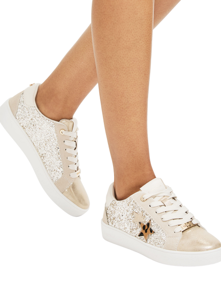 Carvela Galassia Glitter lace Up Trainers - view 2, Gold