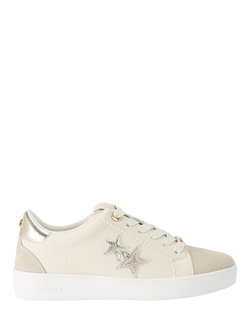 Carvela Galassia Glitter lace Up Trainers, Natural