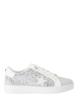 Carvela Galassia Glitter lace Up Trainers, Silver