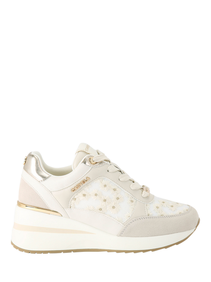 Carvela High Rise Daisy Embellished Trainers, White, White