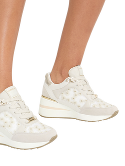 Carvela High Rise Daisy Embellished Trainers, White - view 2, White
