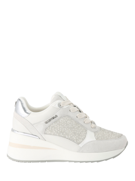 Carvela High Rise Pearl Embellished Trainers, White, White