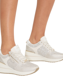 Carvela High Rise Zip Wedge Trainers, White Winter - view 2, White Winter