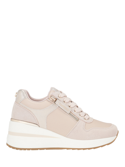 Carvela High Rise Zip Wedge Trainers, Pink Blush, Pink Blush