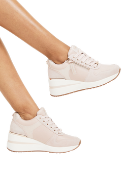 Carvela High Rise Zip Wedge Trainers, Pink Blush - view 2, Pink Blush