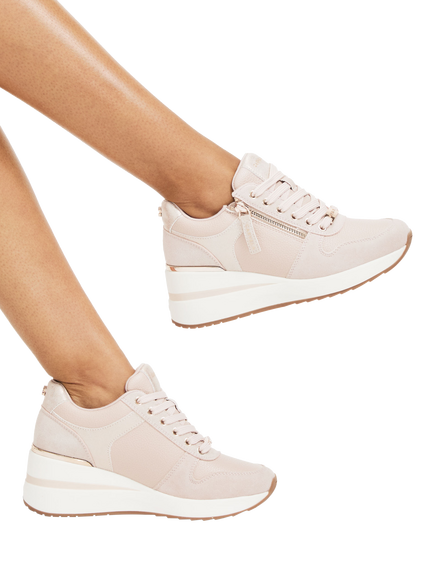 Carvela High Rise Zip Wedge Trainers, Pink Blush - view 2, Pink Blush