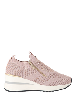 Carvela High Rise Zip Knit Trainers, Pink, Pink