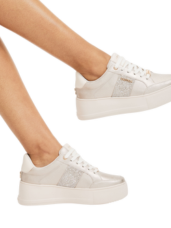 Carvela Jive Lace Up Platform Trainers, Metallic Bronze - view 2, Metallic Bronze