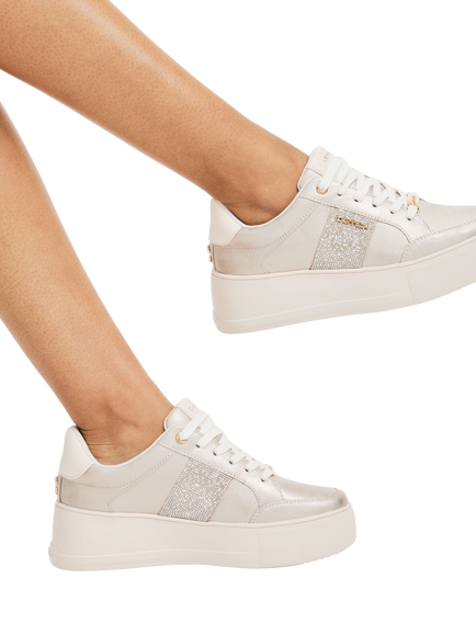 Carvela Jive Lace Up Platform Trainers, Metallic Bronze - view 2, Metallic Bronze