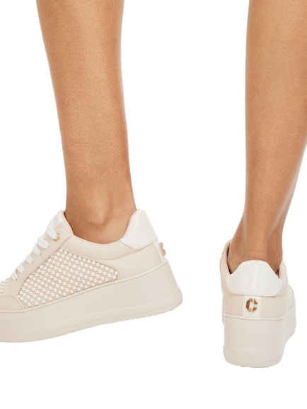 Carvela Jive Lace Up Platform Trainers, Natural Champagne - view 2, Natural Champagne