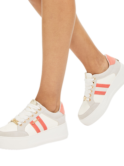 Carvela Jive Lace Up Platform Trainers, Orange Mid - view 2, Orange Mid