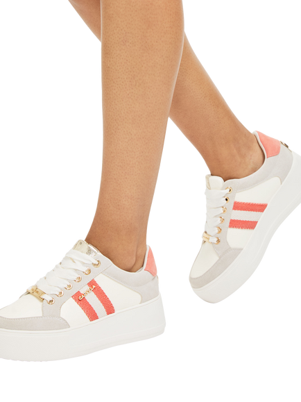 Carvela Jive Lace Up Platform Trainers, Orange Mid - view 2, Orange Mid