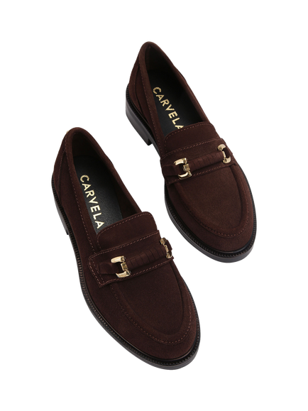 Carvela Noto Suede Loafers - view 2, Brown Mid