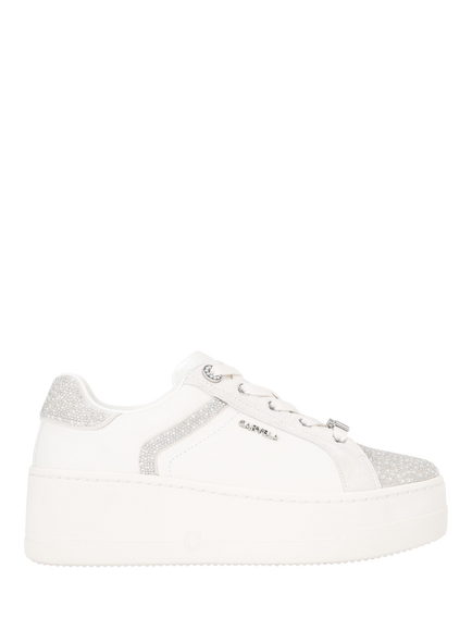 Carvela Perenne Jewel Leather Embellished Trainers, White, White