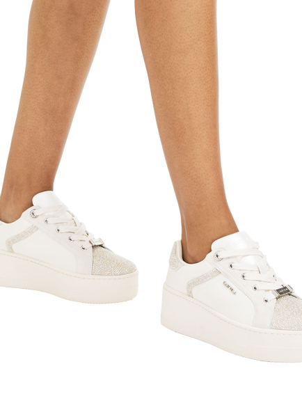 Carvela Perenne Jewel Leather Embellished Trainers, White - view 2, White
