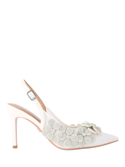 Carvela Petalo Embellished Court Shoes, White, White