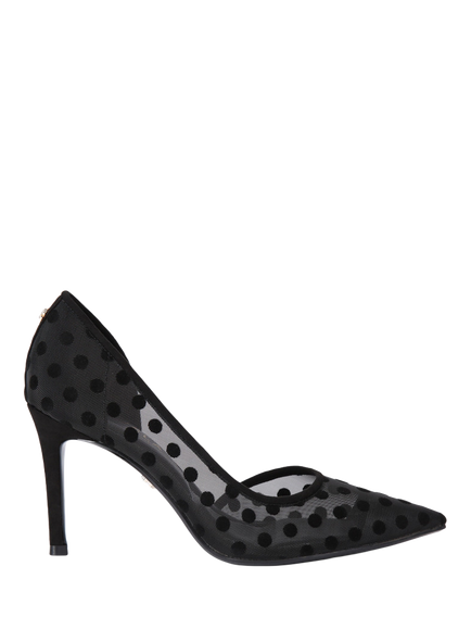 Carvela Positano Mesh Polka Dot D'Orsay Court Shoes, Black, Black