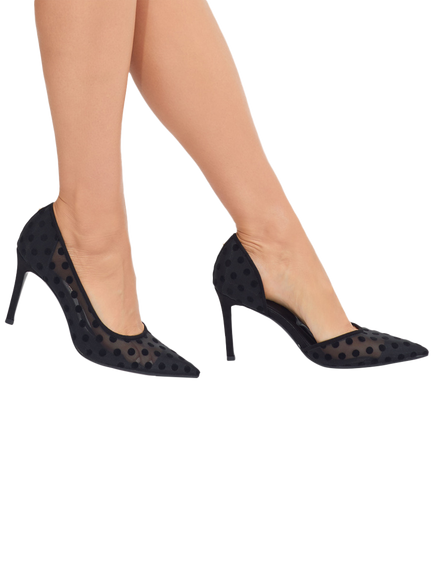 Carvela Positano Mesh Polka Dot D'Orsay Court Shoes, Black - view 2, Black