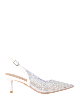 Carvela Positano Pearl Pointed Slingback Court Shoes, White, White