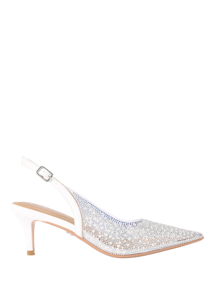 Carvela Positano Pearl Pointed Slingback Court Shoes, White, White