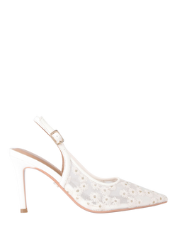 Carvela Positano Embellished Mesh Pointed Slingback Sandals, White, White