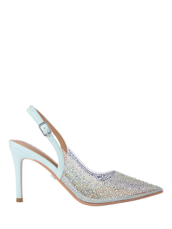Carvela Positano Embellished Vinyl Pointed Slingback Courts, Turquoise, Turquoise