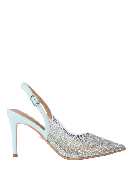 Carvela Positano Embellished Vinyl Pointed Slingback Courts, Turquoise, Turquoise