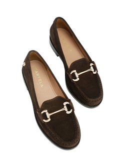 Carvela Snap Suede Slip On Loafers, Brown Dark - view 2, Brown Dark
