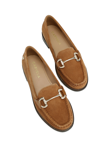 Carvela Snap Suede Slip On Loafers, Brown Mid - view 2, Brown Mid