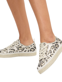 Carvela Sorano Leopard Print Lace Up Trainers, Gold - view 2, Gold