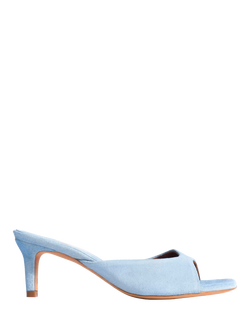 Anonymous Copenhagen Mazy 55 Suede Cone Heel Mule Sandals, Light Blue, Light Blue