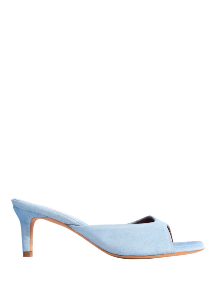 Anonymous Copenhagen Mazy 55 Suede Cone Heel Mule Sandals, Light Blue, Light Blue