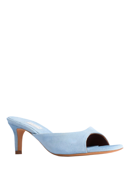 Anonymous Copenhagen Mazy 55 Suede Cone Heel Mule Sandals, Light Blue - view 2, Light Blue
