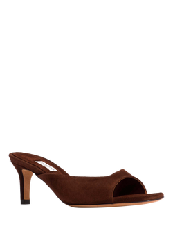 Anonymous Copenhagen Mazy 55 Suede Cone Heel Mule Sandals, Chocolate - view 2, Chocolate