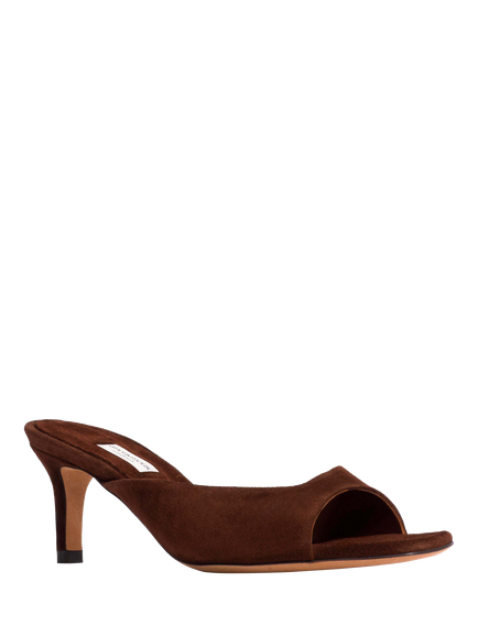 Anonymous Copenhagen Mazy 55 Suede Cone Heel Mule Sandals, Chocolate - view 2, Chocolate