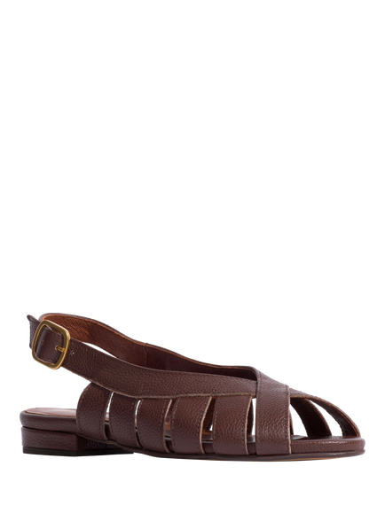 Anonymous Copenhagen Sophie 20 Leather Cage Slingback Sandals, Chocolate - view 2, Chocolate