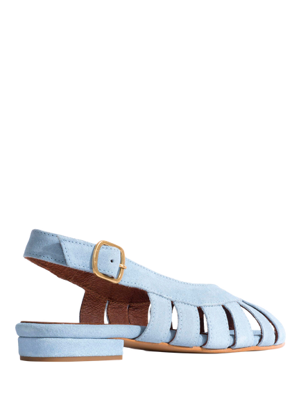 Anonymous Copenhagen Sophie 20 Leather Cage Slingback Sandals, Light Blue - view 2, Light Blue
